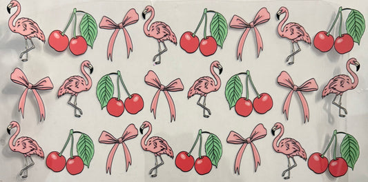 Flamingo and cherries