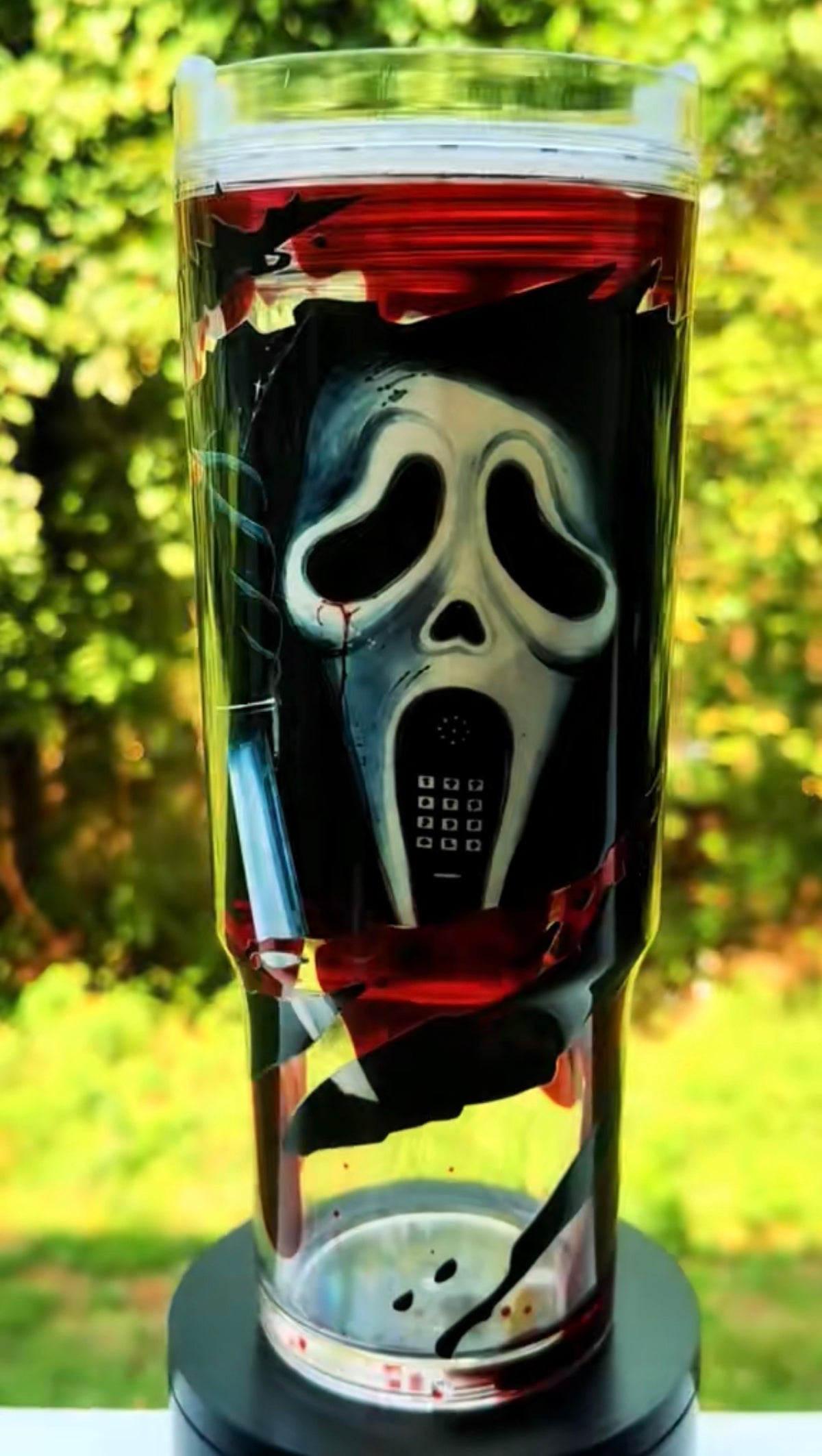 40oz acrylic ghost face blood drip