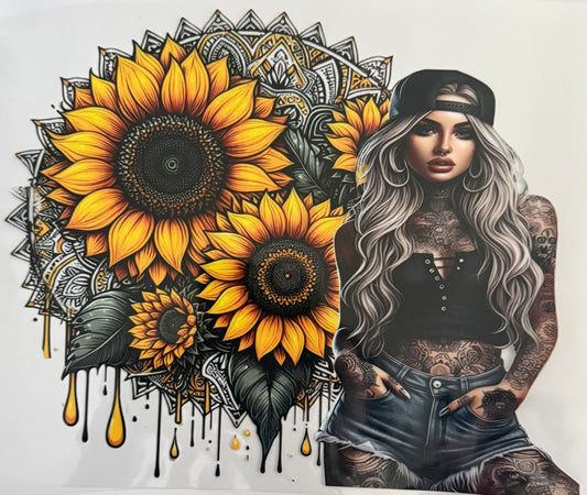 Tattoo girl sunflowers (24oz)