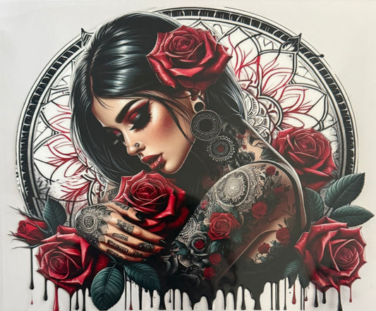 Tattoo girl red rose (24oz)