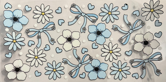 Blue flowers and bows