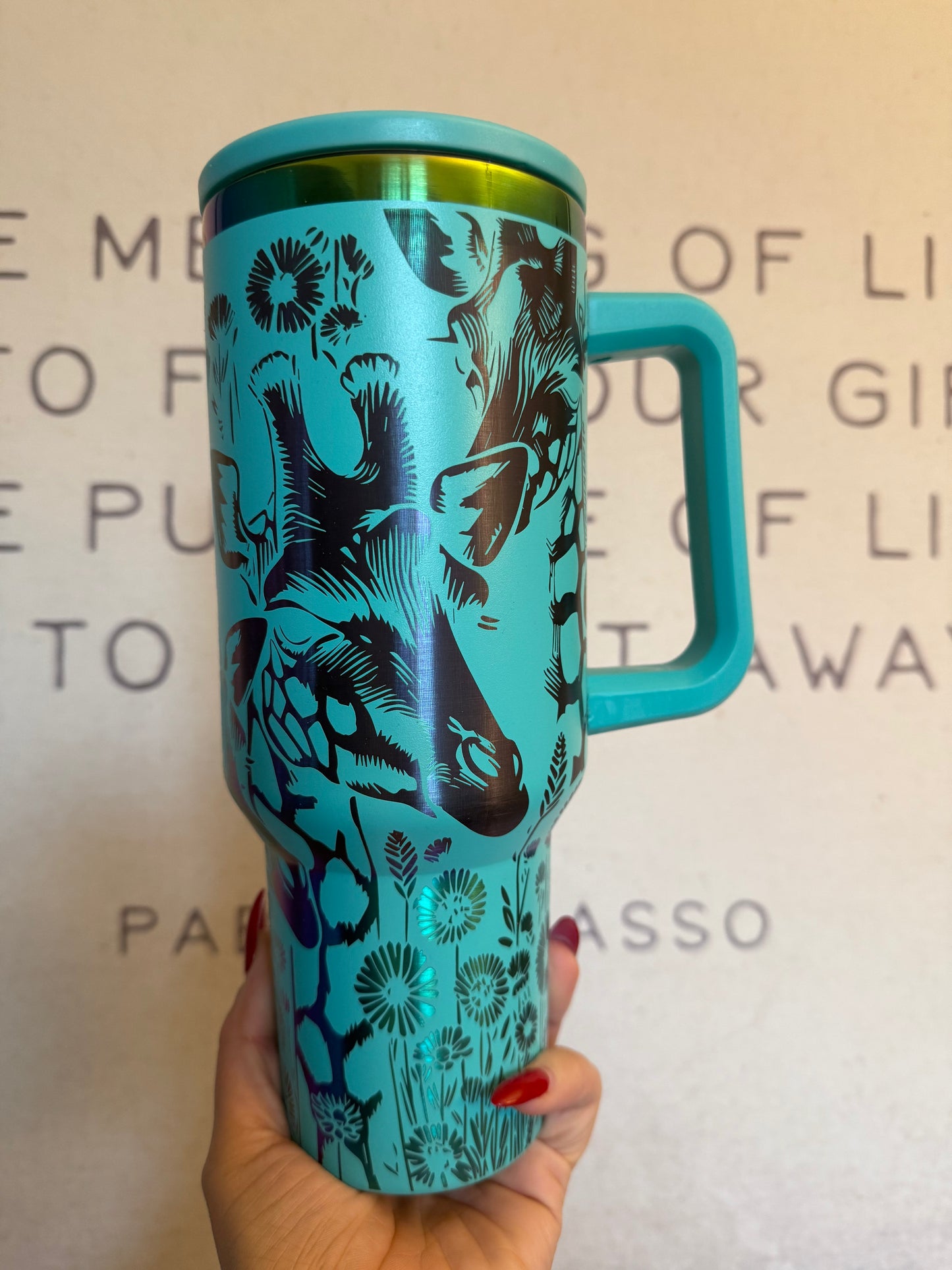 40oz giraffe laser engraved tumbler