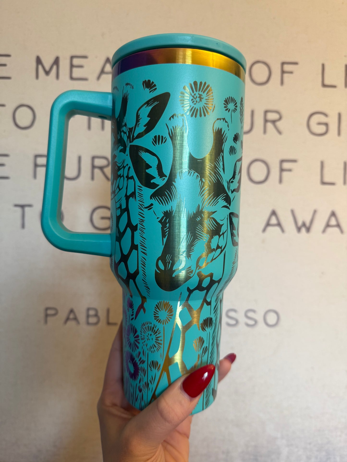 40oz giraffe laser engraved tumbler