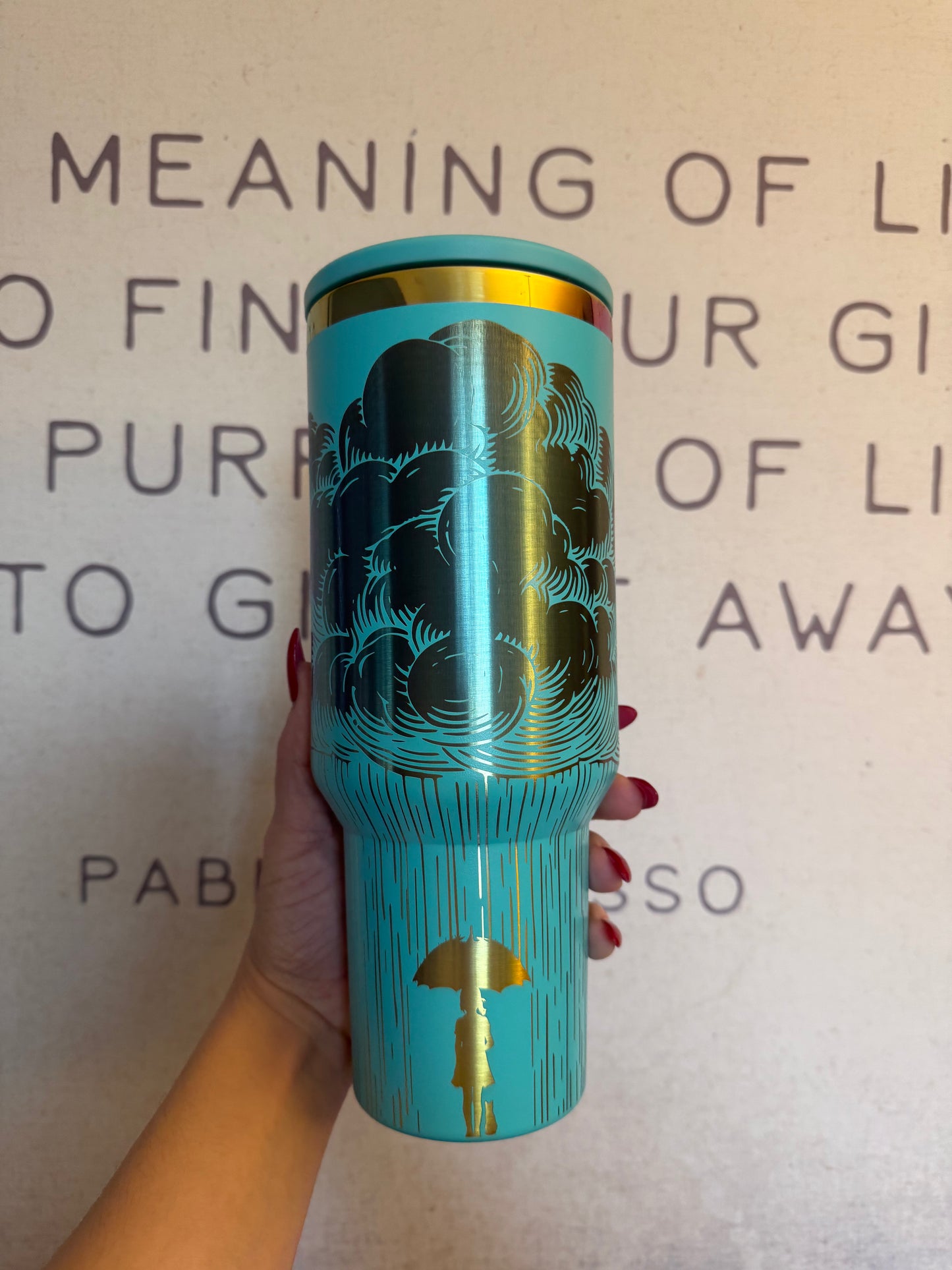 40oz storm cloud laser engraved tumbler