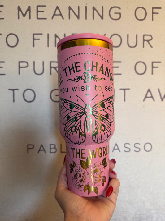 40oz be the change laser engraved tumbler
